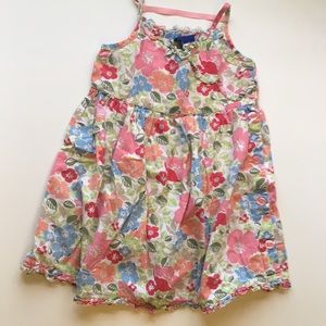 Floral 4T toddler dress in pinks, blue, green